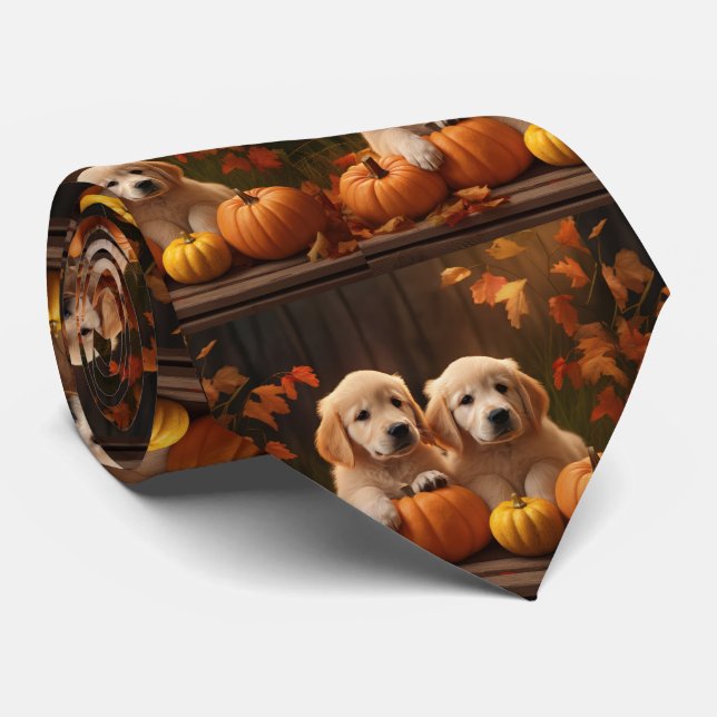 Golden Retriever Valp Höstglädje Pumpa Slips (Rullad)