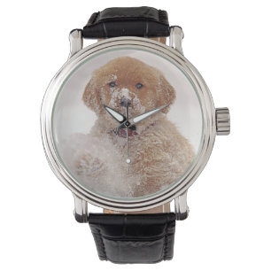 Golden Retriever-valp i snö Armbandsur