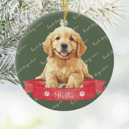 Golden Retriever Valp Julgransprydnad Keramik