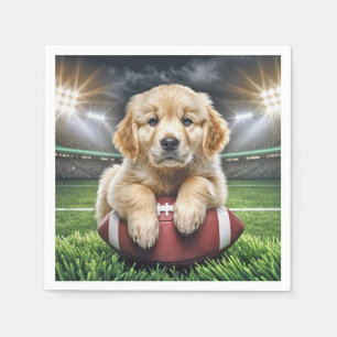 Golden Retriever-valp på en fotbollsvalp Pappersservett