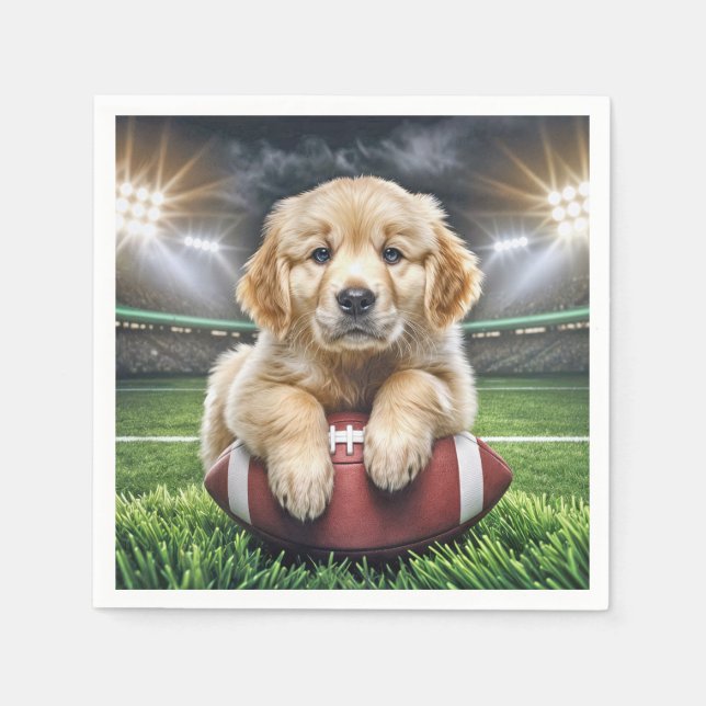 Golden Retriever-valp på en fotbollsvalp Pappersservett (Framsidan)