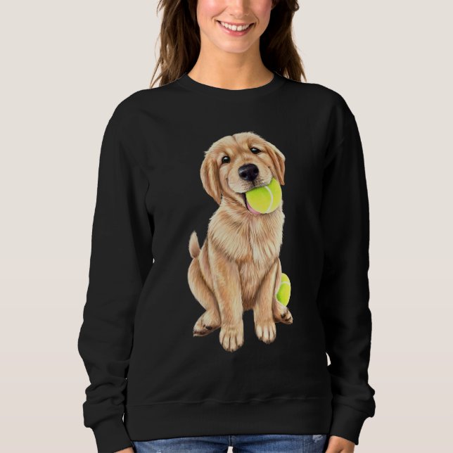 Golden Retriever-valpen med tennis Boll T Shirt (Framsida)