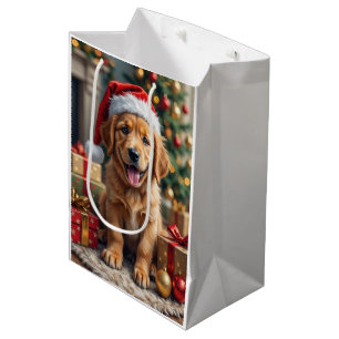 Golden Retriever Valpens Första Julfirande