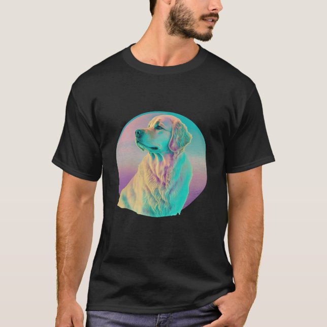 Golden Retriever Vaporwave Retrowave Aesthetic  1 T Shirt (Framsida)