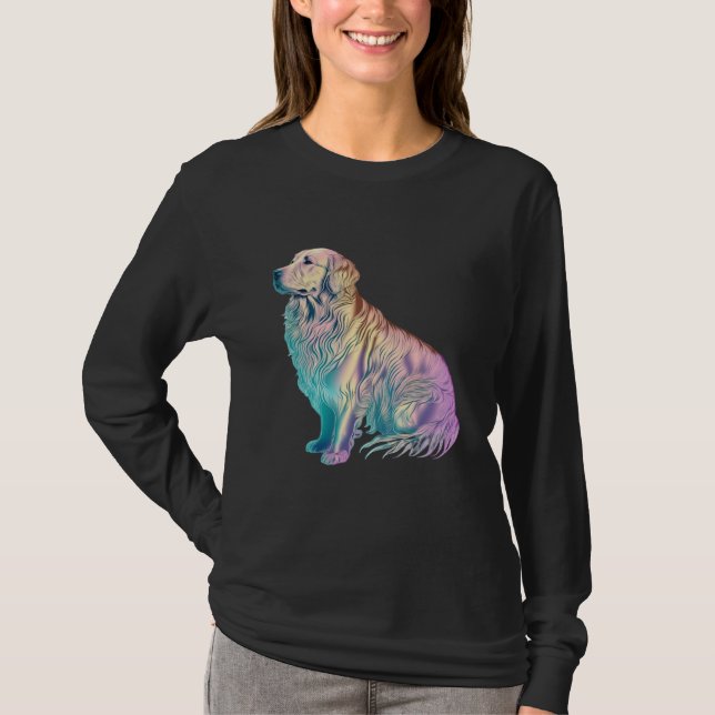 Golden Retriever Vaporwave Retrowave Aesthetic  2 T Shirt (Framsida)