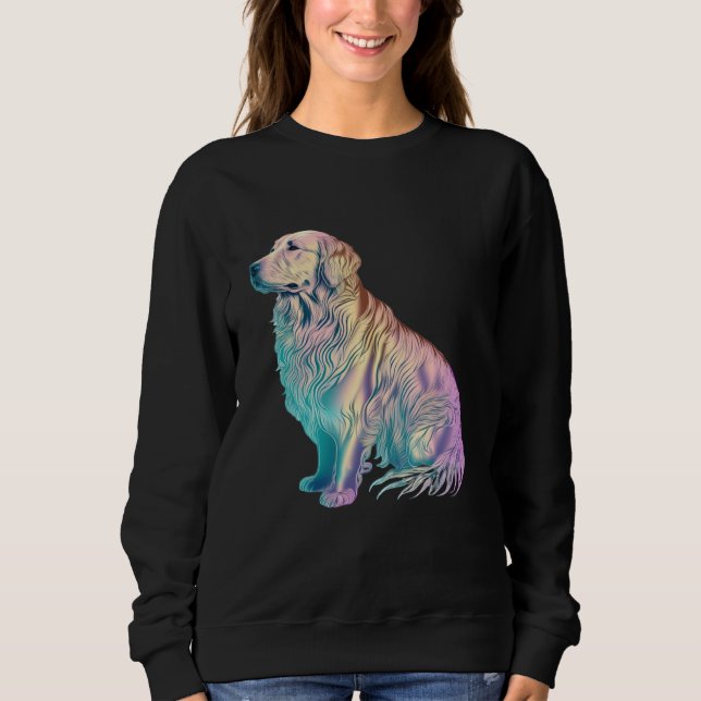 Golden Retriever Vaporwave Retrowave Aesthetic  2 T Shirt (Framsida)