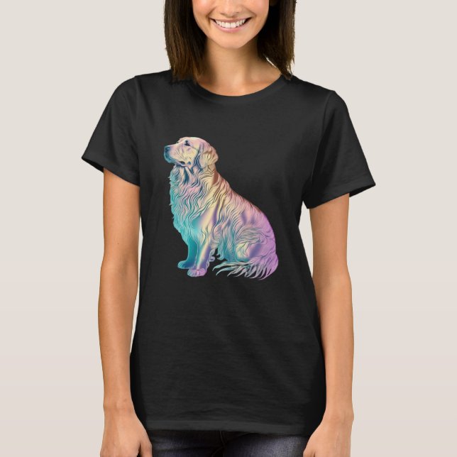 Golden Retriever Vaporwave Retrowave Aesthetic  2 T Shirt (Framsida)
