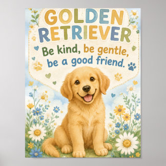 Golden retriever var vänlig Affisch