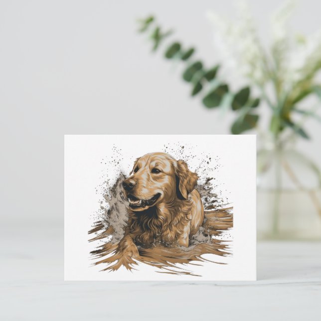 Golden Retriever vatten sport Vykort (Stående Fram)