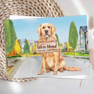 Golden Retriever Vi har flyttat Cute Hund Flytta Meddelande