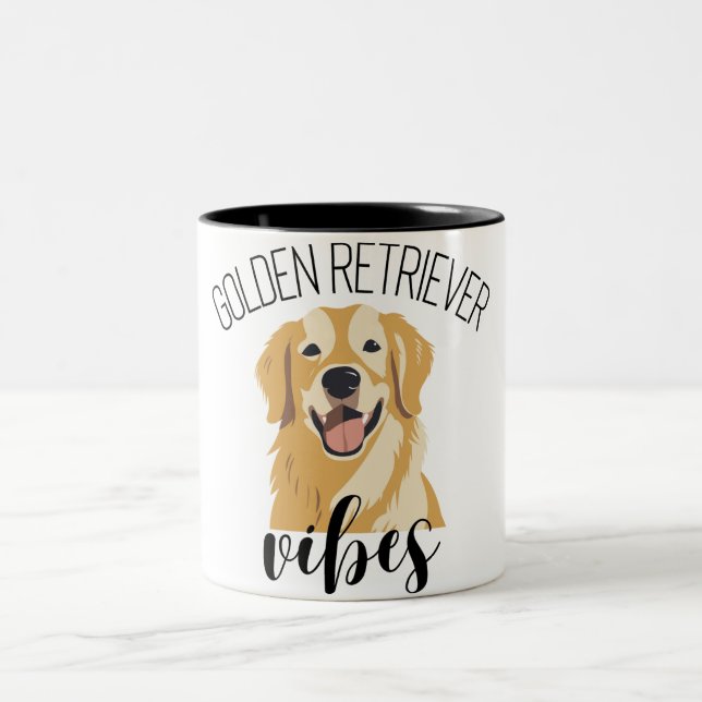 Golden Retriever Vibes Cute Funny Coffee Mugg (Center)