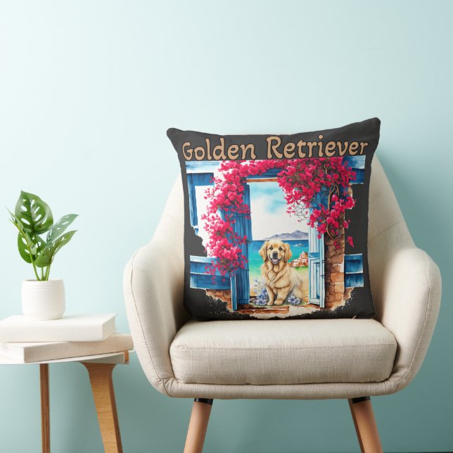 Golden Retriever vid Beach Kudde (Stol)