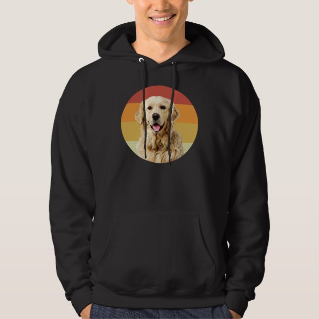 Golden Retriever Vintage Retro Ansikte Hund Hoodie (Framsida)