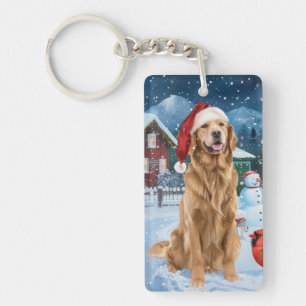 Golden Retriever Vinter Värld Julglädje