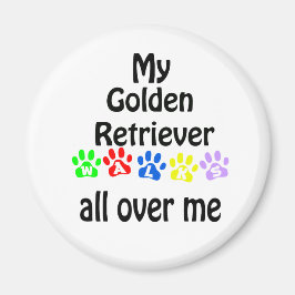 Golden Retriever Walks Design Magnet