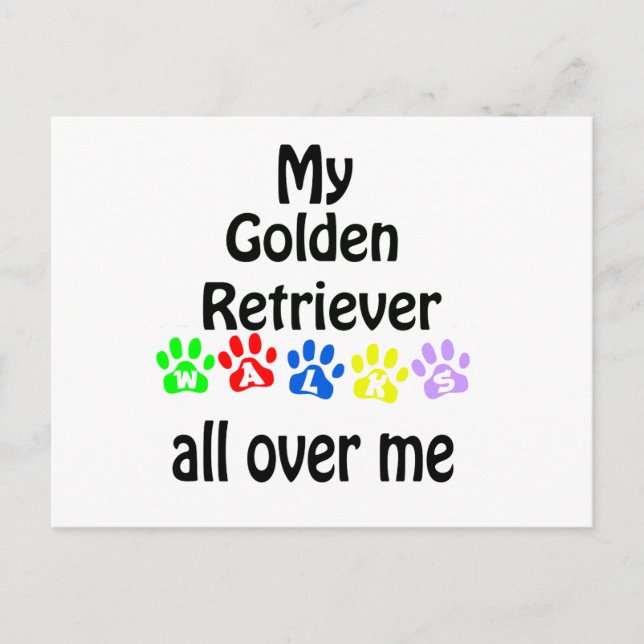 Golden Retriever Walks Design Vykort (Framsida)