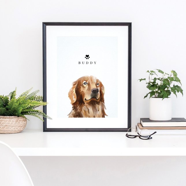 Golden Retriever Watercolor Illustration Hund Namn Poster (Skapare uppladdad)