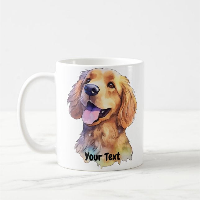 Golden Retriever Watercolor Kaffemugg (Vänster)