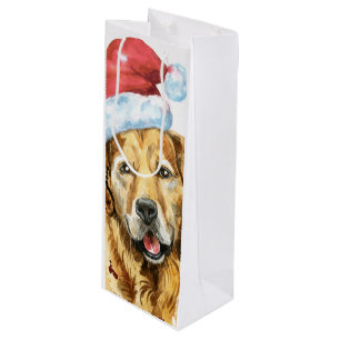 Golden Retriever Watercolor Santa