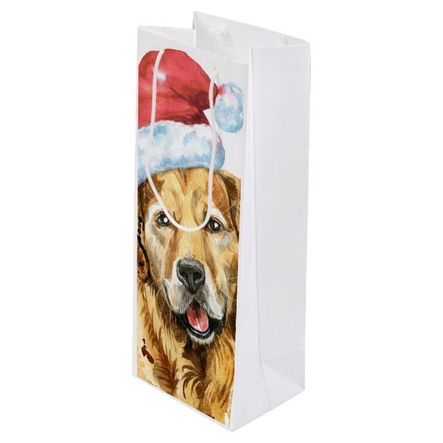 Golden Retriever Watercolor Santa (Framsidan Vinklad)