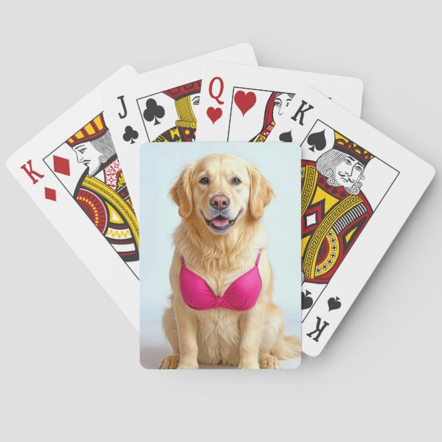Golden Retriever Wearing a Pink Bra Casinokort (Baksidan)