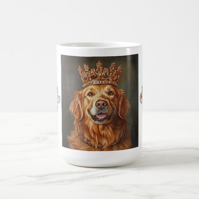 Golden Retriever Wearing Crown Mug Kaffemugg (Center)