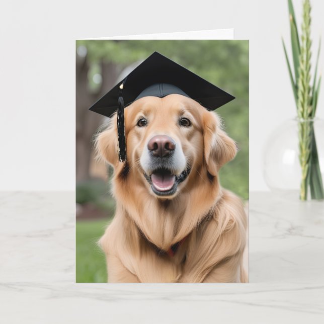 Golden Retriever Wearing Studentmössa Kort (Framsida)
