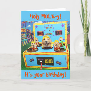 Golden Retriever Whac A Mole Birthday Kort