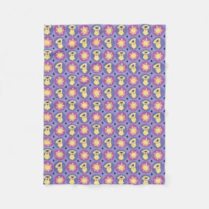 Golden Retriever Whimsical Sol Polka Dot Lila Fleecefilt