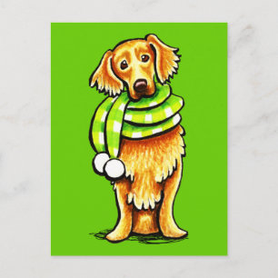 Golden Retriever Winter Scarf Vykort