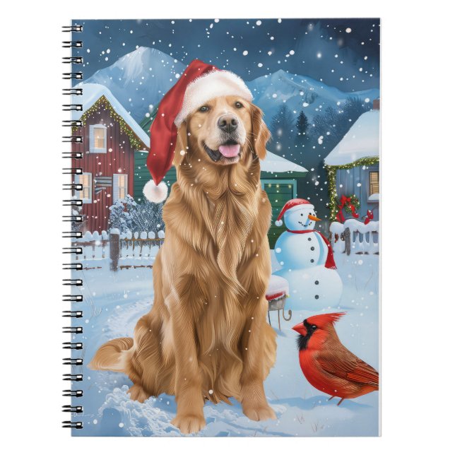 Golden Retriever Winter Wonderland jul Joy Anteckningsbok (Framsidan)
