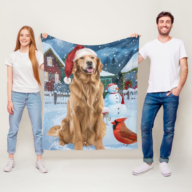 Golden Retriever Winter Wonderland jul Joy Fleecefilt (På plats)