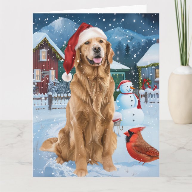 Golden Retriever Winter Wonderland jul Joy Kort (Framsida)