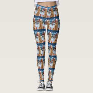 Golden Retriever Winter Wonderland jul Joy Leggings