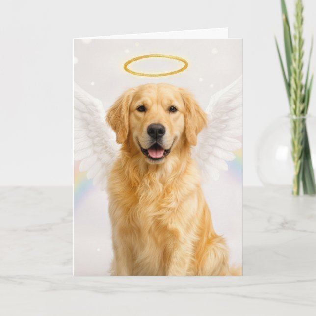 Golden Retriever with Angel Wings Kort (Framsida)