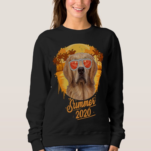 Golden Retriever With Sunglasses Palm Tree Beach S T Shirt (Framsida)
