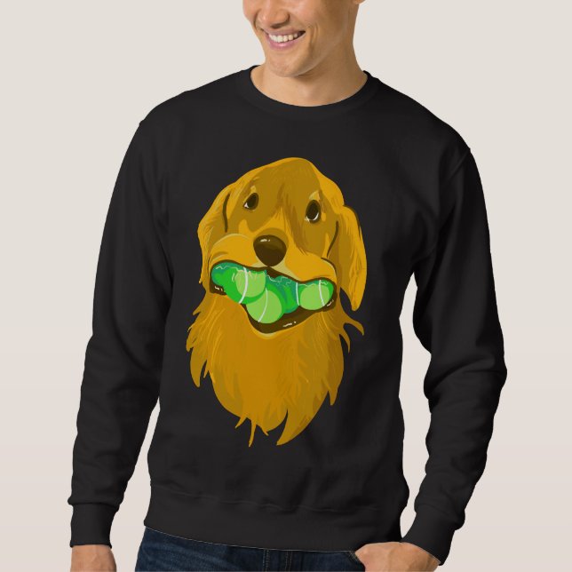 Golden Retriever With Tennis Balls Active Lång Ärmad Tröja (Framsida)