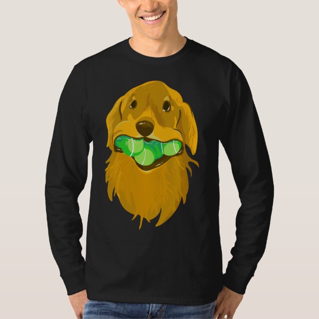Golden Retriever With Tennis Balls Active T Shirt (Framsida)