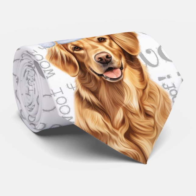 Golden Retriever Woof jul Hund älskare Slips (Rullad)