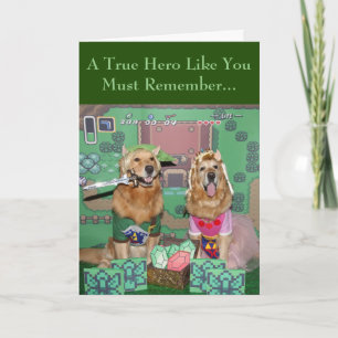 Golden Retriever Zelda och Link Legendary Birthday Kort