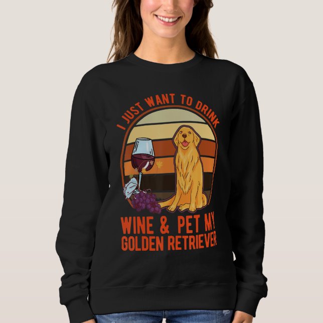 Golden Retrievers And Wine T Shirt (Framsida)