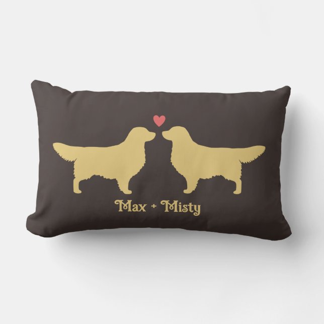 Golden Retrievers Bröllop Couple Newlyged Hundar Lumbarkudde (Framsida)