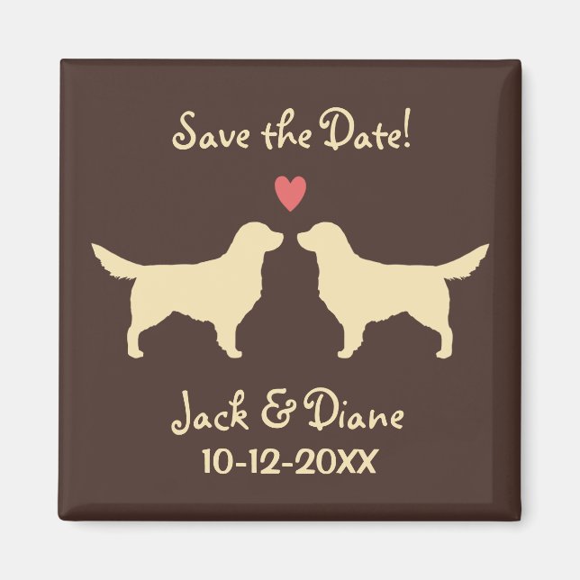 Golden Retrievers Bröllop Save the Date Magnet (Framsidan)