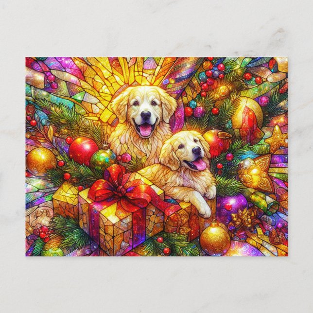 GOLDEN RETRIEVER'S CHRISTMAS ~ Postcard ~ Vykort (Framsida)