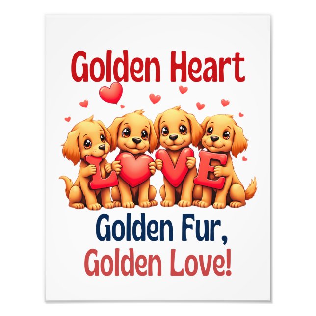 Golden Retrievers Cute Hund KÄRLEK Fototryck (Framsidan)