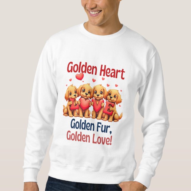 Golden Retrievers Cute Hund KÄRLEK Lång Ärmad Tröja (Framsida)