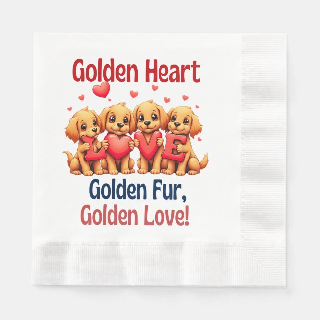 Golden Retrievers Cute Hund KÄRLEK Pappersservett (Framsidan)