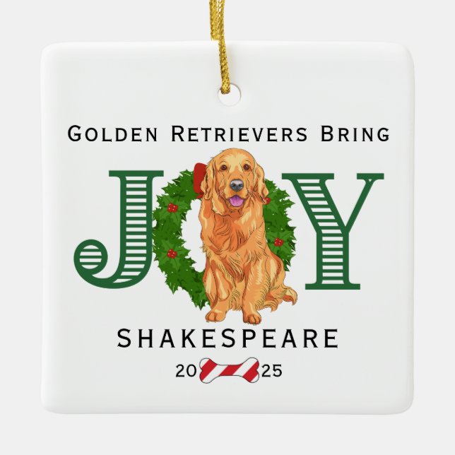 Golden Retrievers Get Joy Julgransprydnad Keramik (Framsida)