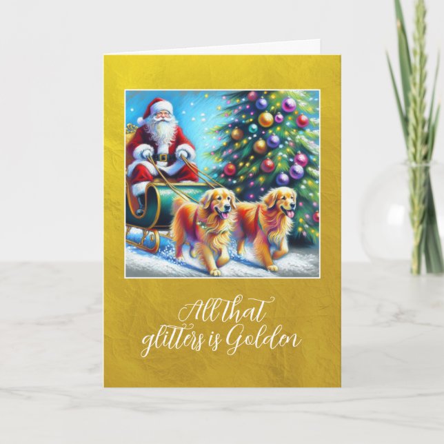 Golden Retrievers - Glitter är Golden Helgkort (Framsida)