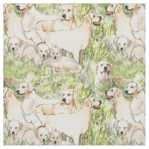 Golden Retrievers i bomullsväv Tyg